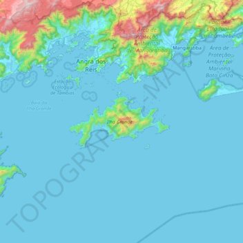 Mapa topográfico Ilha Grande, altitud, relieve