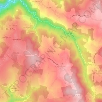 Mapa topográfico La Vachère, altitud, relieve