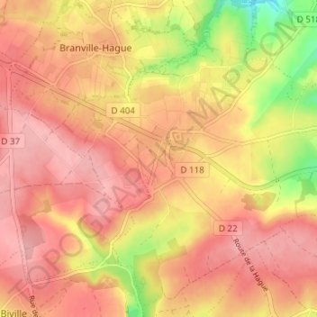 Mapa topográfico Hameau Lucas, altitud, relieve
