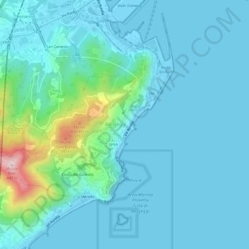 Mapa topográfico Custo, altitud, relieve