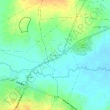 Mapa topográfico Pitapali, altitud, relieve