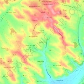 Mapa topográfico La Rigné, altitud, relieve