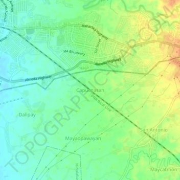 Mapa topográfico Capucnasan, altitud, relieve