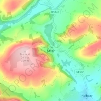 Mapa topográfico Talley, altitud, relieve