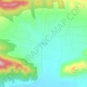 Mapa topográfico El Tunal, altitud, relieve