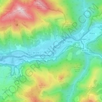 Mapa topográfico Narvarte, altitud, relieve