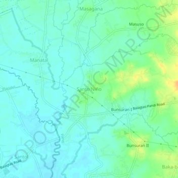 Mapa topográfico Santo Niño, altitud, relieve