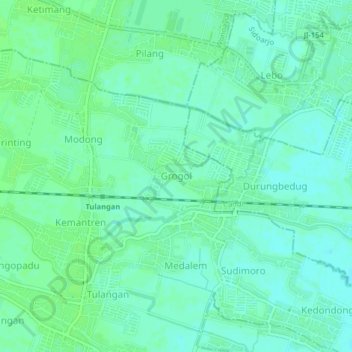 Mapa topográfico Grogol, altitud, relieve