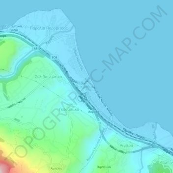 Mapa topográfico Krathio, altitud, relieve