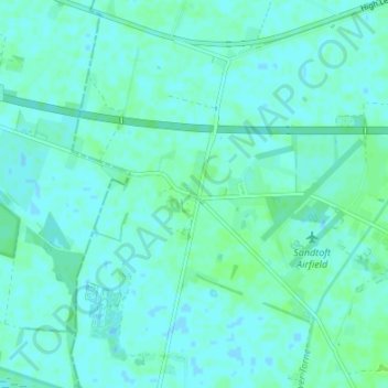 Mapa topográfico Sandtoft, altitud, relieve