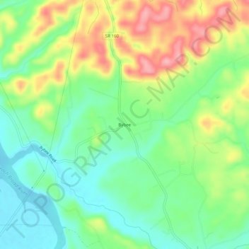 Mapa topográfico Bybee, altitud, relieve