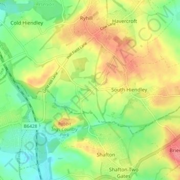 Mapa topográfico Felkirk, altitud, relieve