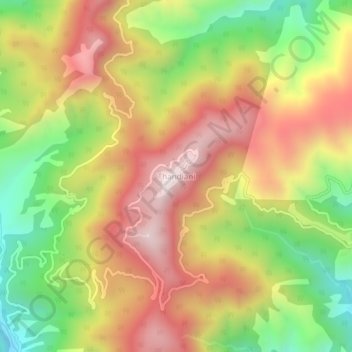 Mapa topográfico Thandiani, altitud, relieve