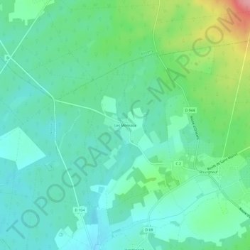 Mapa topográfico Les Moreaux, altitud, relieve