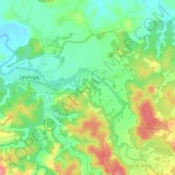 Mapa topográfico Sipak, altitud, relieve