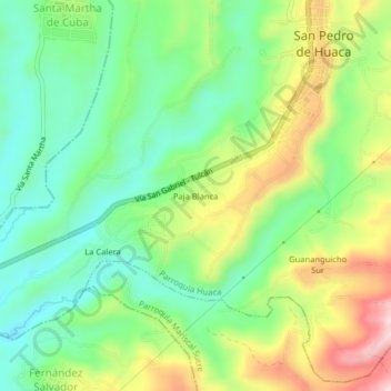 Mapa topográfico Paja Blanca, altitud, relieve