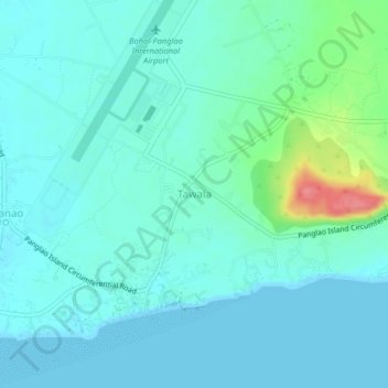Mapa topográfico Tawala, altitud, relieve