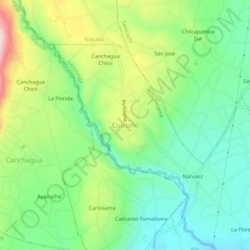 Mapa topográfico Cuicuno, altitud, relieve