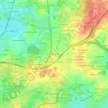 Mapa topográfico Le Gros Chêne, altitud, relieve