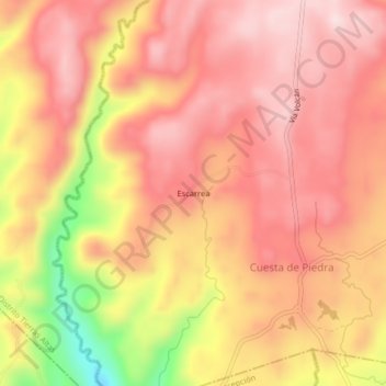 Mapa topográfico Escarrea, altitud, relieve