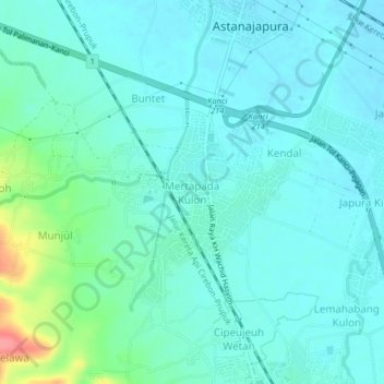 Mapa topográfico Mertapada Kulon, altitud, relieve