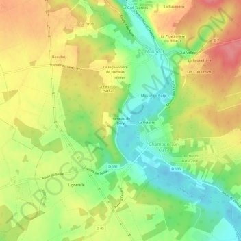 Mapa topográfico Hameau de Bury, altitud, relieve