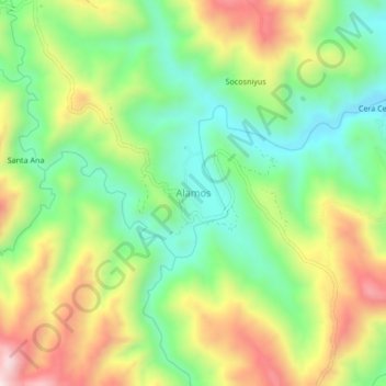 Mapa topográfico Alamos, altitud, relieve