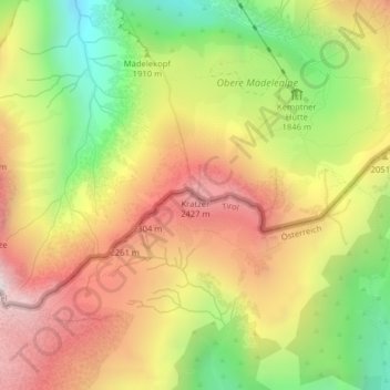 Mapa topográfico Kratzer, altitud, relieve