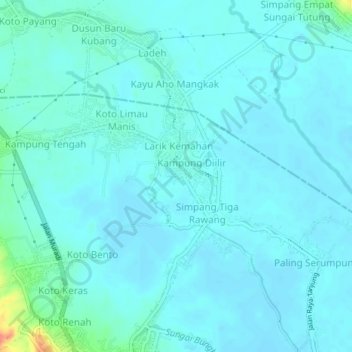Mapa topográfico Cempaka, altitud, relieve