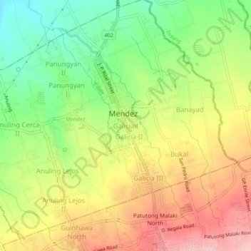 Mapa topográfico Galicia I, altitud, relieve