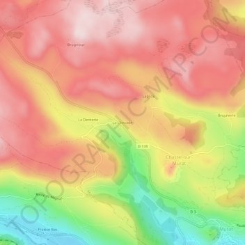 Mapa topográfico La Chevade, altitud, relieve