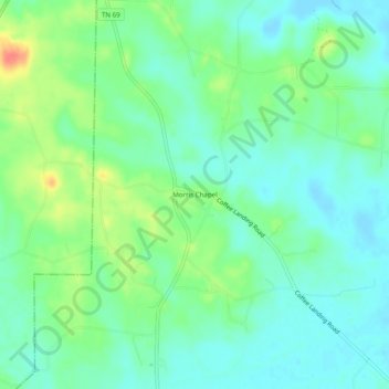 Mapa topográfico Morris Chapel, altitud, relieve