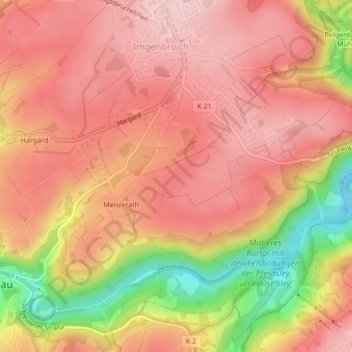 Mapa topográfico Auf der Höhe, altitud, relieve