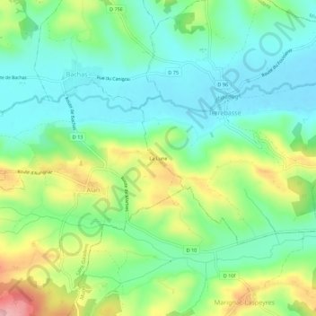 Mapa topográfico La Lune, altitud, relieve