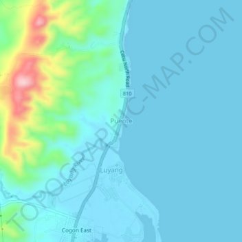 Mapa topográfico Puente, altitud, relieve