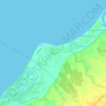 Mapa topográfico Labac, altitud, relieve