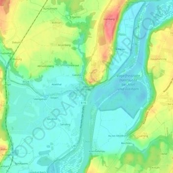 Mapa topográfico Elend, altitud, relieve