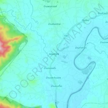 Mapa topográfico Chom Thong, altitud, relieve