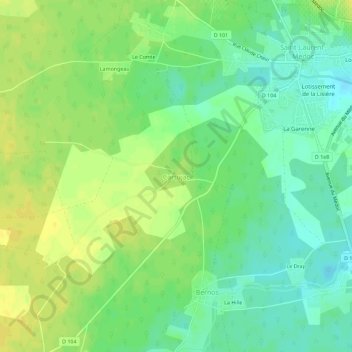 Mapa topográfico Cartujac, altitud, relieve