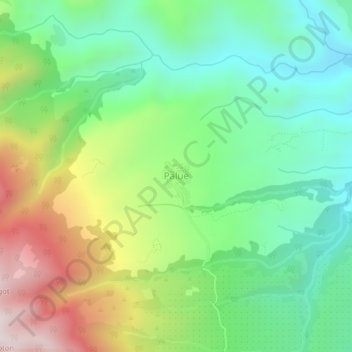 Mapa topográfico Palue, altitud, relieve