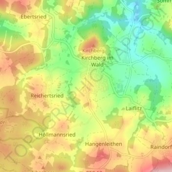 Mapa topográfico Unterneumais, altitud, relieve