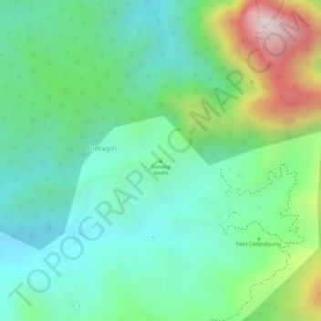 Mapa topográfico Gunung Geulis, altitud, relieve