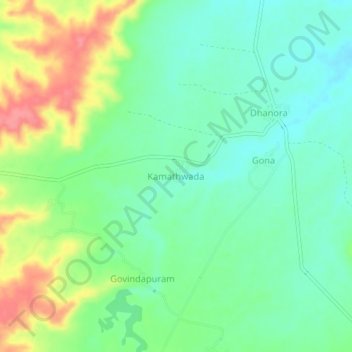 Mapa topográfico Kamathwada, altitud, relieve
