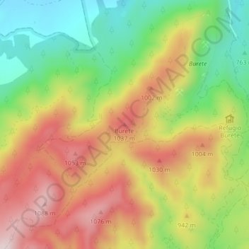 Mapa topográfico Burete, altitud, relieve