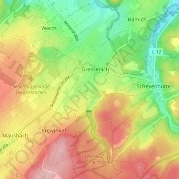 Mapa topográfico Buschhausen, altitud, relieve