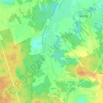 Mapa topográfico Susza, altitud, relieve