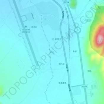 Mapa topográfico 称尼, altitud, relieve