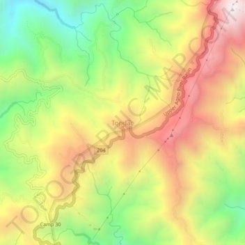 Mapa topográfico Topdac, altitud, relieve