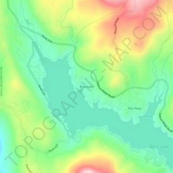 Mapa topográfico Bass Lake, altitud, relieve