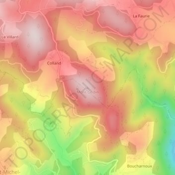 Mapa topográfico Mont Godin, altitud, relieve